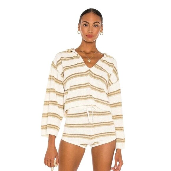 Jen's Pirate Booty Caiman Crop Hoodie Sand Serape Cream Stripe XS/S retail $180 - Picture 1 of 9